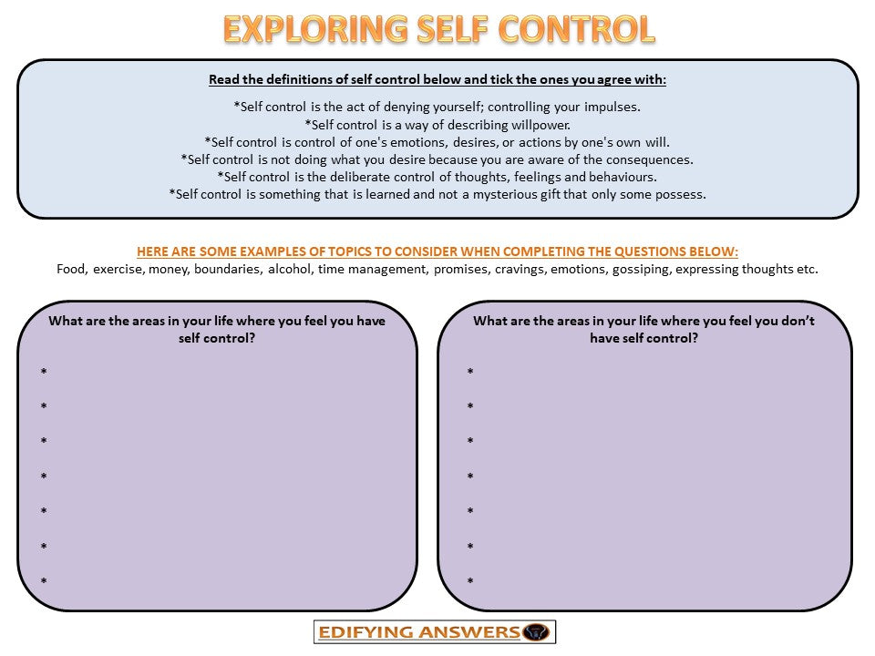 Exploring self control - Edifying Answers