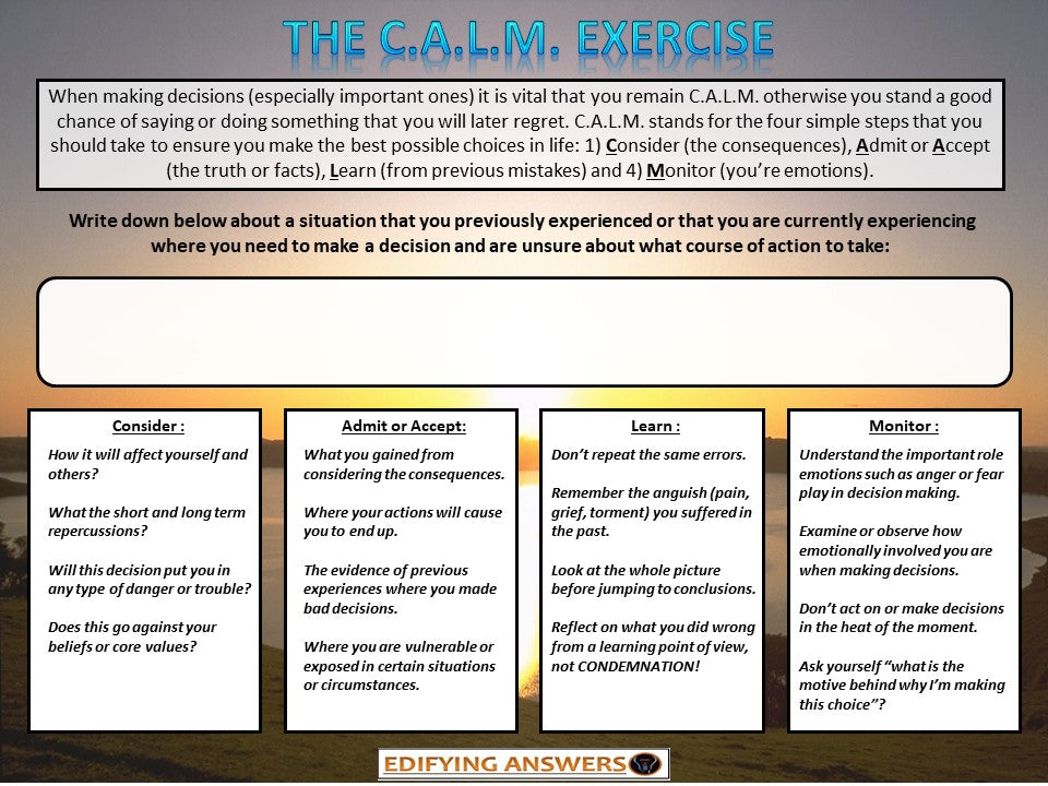 The C.A.L.M. Exercise - Edifying Answers